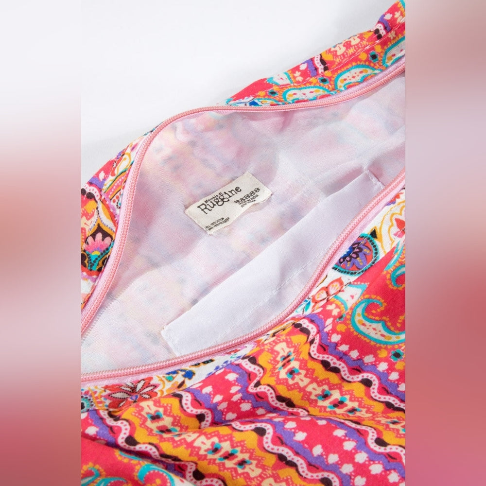 Boho Chic Beach Yoga Hobo Shoulder Bag - 100% Cotton - Paisley Floral Design
