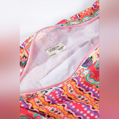 Boho Chic Beach Yoga Hobo Shoulder Bag - 100% Cotton - Paisley Floral Design