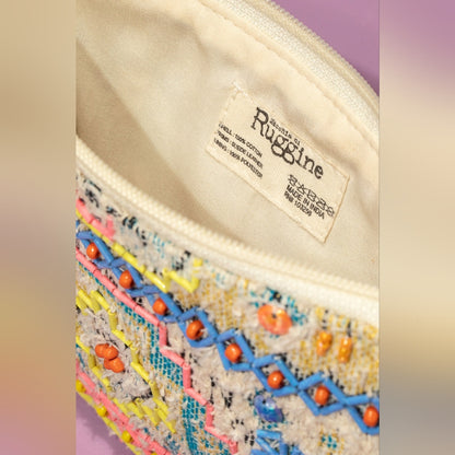 Colorful Handmade Hand Beaded Wristlet Clutch - Ethnic Inspired Geometric Design