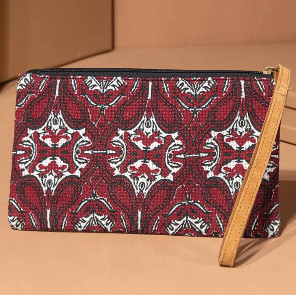 Handmade Hand Beaded & Sequined Wristlet Clutch - Unique Ethnic Inspired Pattern