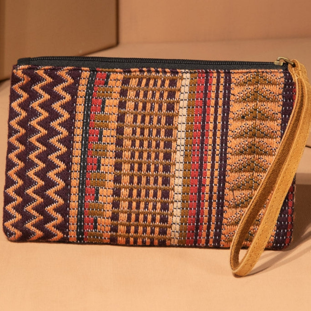 Handmade Hand Beaded & Sequined Wristlet Clutch - Ethnic Inspired Pattern