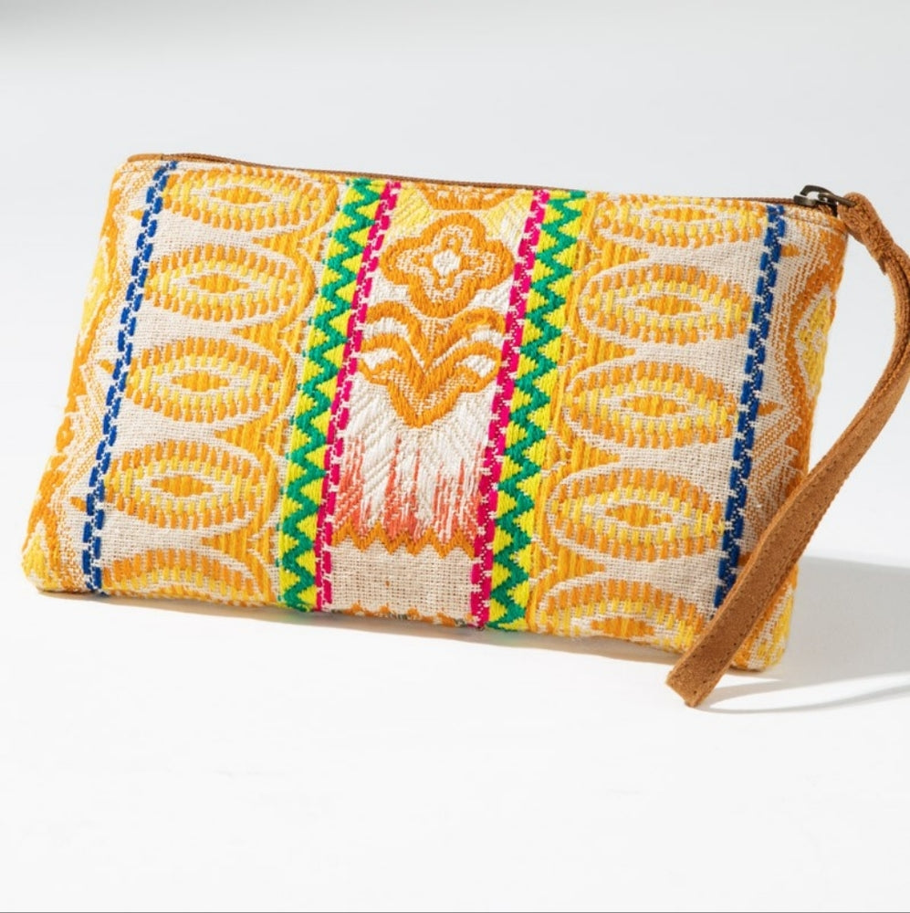 Handmade Hand Beaded Wristlet Clutch - Ethnic Inspired Design - Vibrant Colors