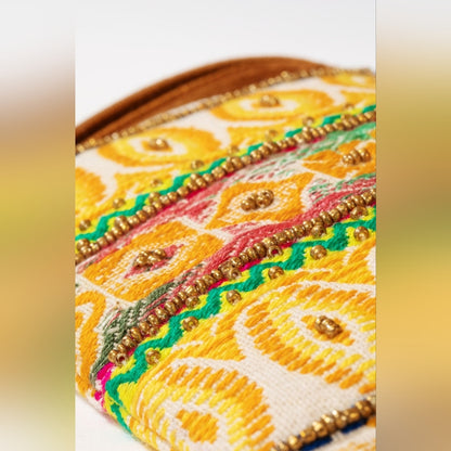 Handmade Hand Beaded Wristlet Clutch - Ethnic Inspired Design - Vibrant Colors