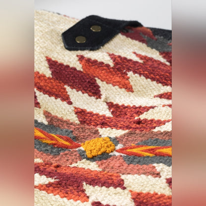Boho Chic Travel Bag - Duo-Tone Embroidered Southwest Navajo Inspired Design