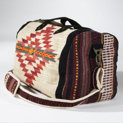 Boho Chic Travel Bag - Duo-Tone Embroidered Southwest Navajo Inspired Design