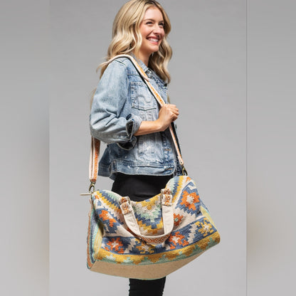Boho Chic Travel Bag - Navajo Southwest Inspired Design - Handmade Fine Cotton