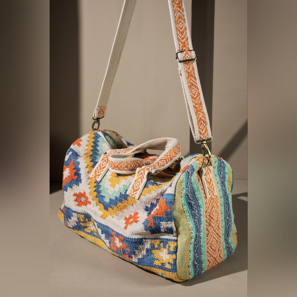 Boho Chic Travel Bag - Navajo Southwest Inspired Design - Handmade Fine Cotton