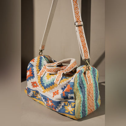 Boho Chic Travel Bag - Navajo Southwest Inspired Design - Handmade Fine Cotton