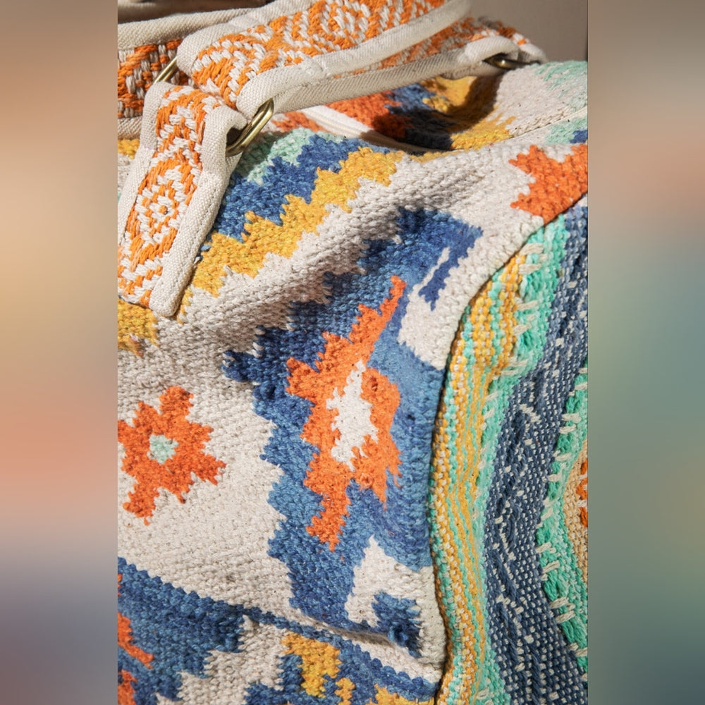 Boho Chic Travel Bag - Navajo Southwest Inspired Design - Handmade Fine Cotton