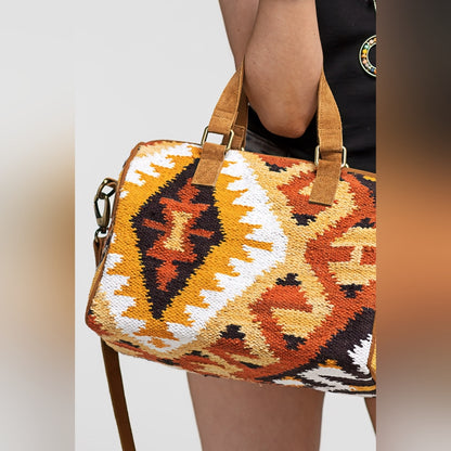 Handmade Boho Chic Satchel / Boston Bag - Navajo Aztec Inspired Design