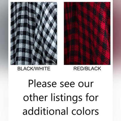 Reversible Black / White Buffalo Plaid Kimono w/ Frayed Fringe