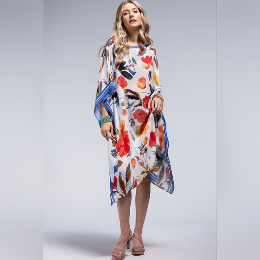 Scattered Flower Petal Print Kimono w/ Kaftan Features - Lightweight - NEW !!!