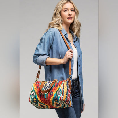 Handmade Boho Chic Boston Bag / Satchel - Navajo Aztec Inspired Design