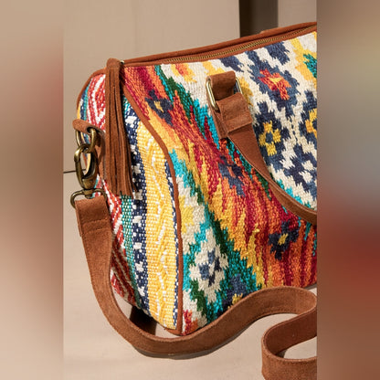 Handmade Boho Chic Boston Bag / Satchel - Navajo Aztec Inspired Design