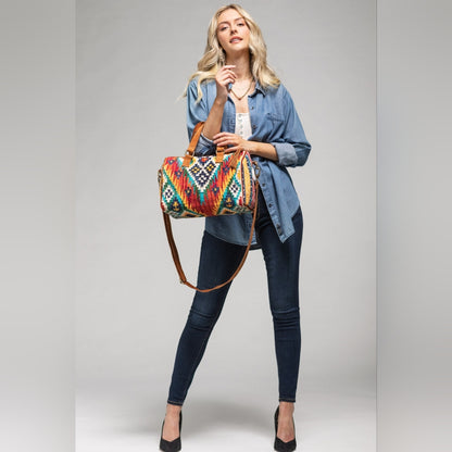 Handmade Boho Chic Boston Bag / Satchel - Navajo Aztec Inspired Design