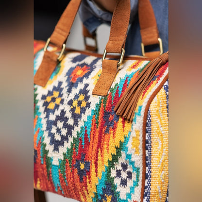 Handmade Boho Chic Boston Bag / Satchel - Navajo Aztec Inspired Design