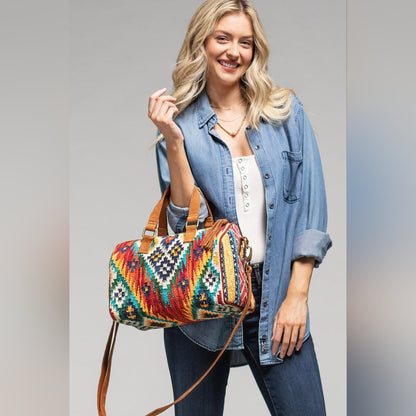 Handmade Boho Chic Boston Bag / Satchel - Navajo Aztec Inspired Design