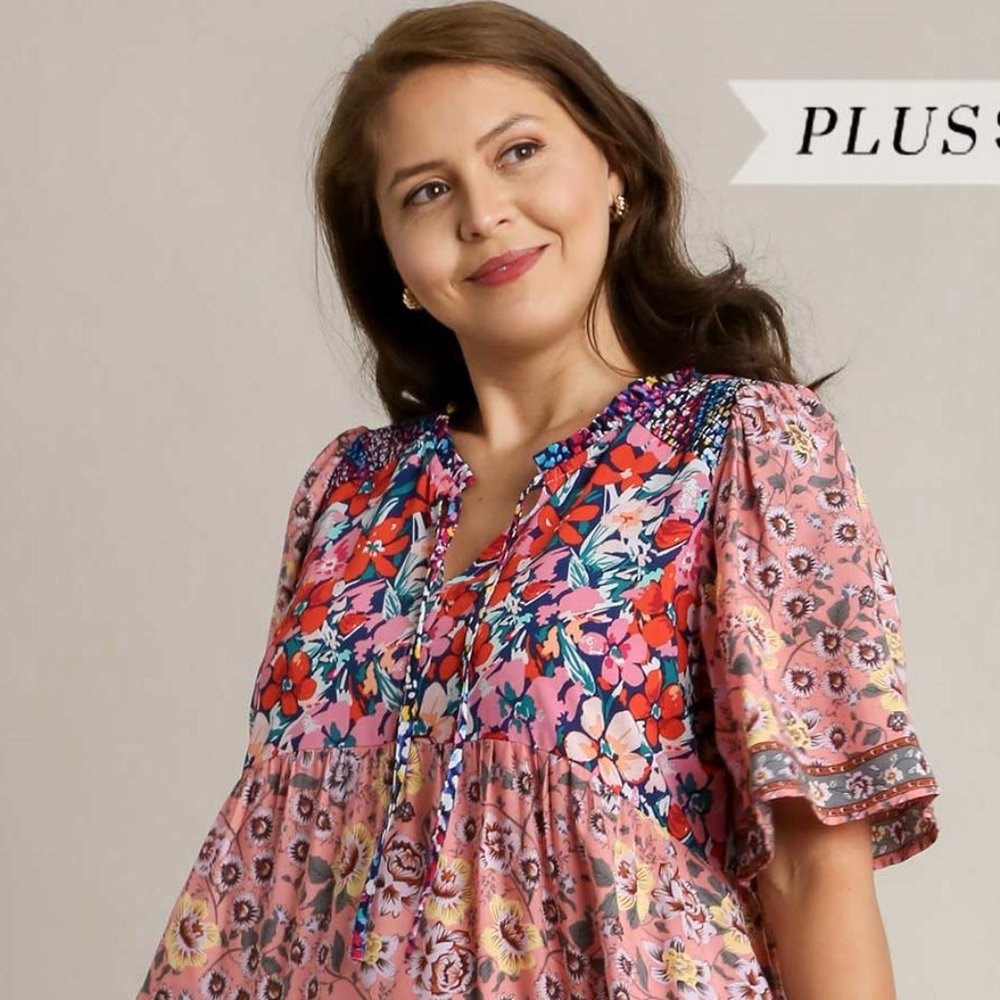 Bohemian Floral Print Maxi Dress - Plus Size XL - Navy Multicolor