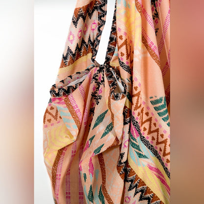 Boho Chic Beach Yoga Hobo Shoulder Bag - Ethnic Pattern w Hand Block Printing