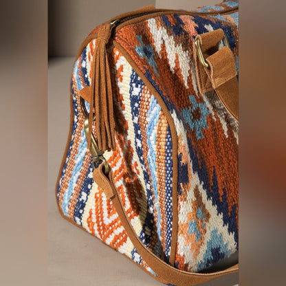 Handwoven Boho Chic Boston Bag / Satchel - Ethnic Navajo Aztec Inspired Design