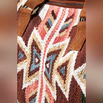 Handwoven Boho Chic Boston Bag / Satchel - Navajo Aztec Inspired Design