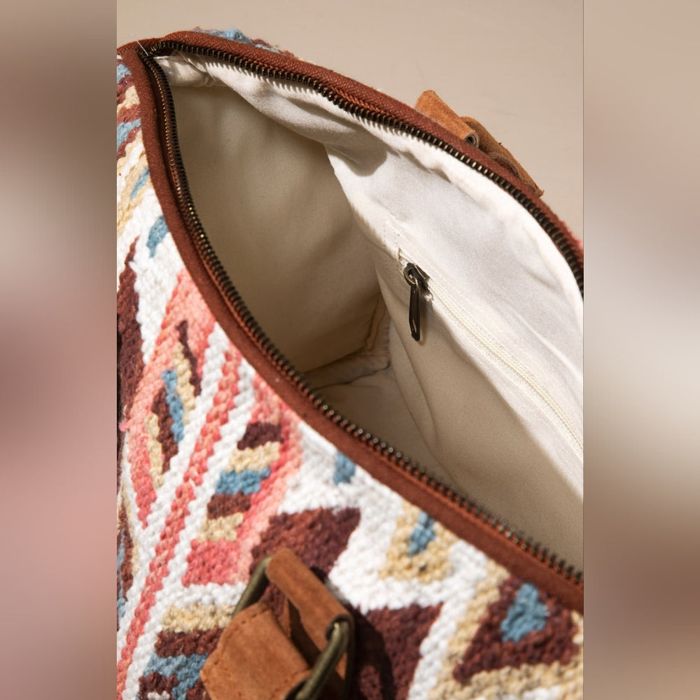 Handwoven Boho Chic Boston Bag / Satchel - Navajo Aztec Inspired Design