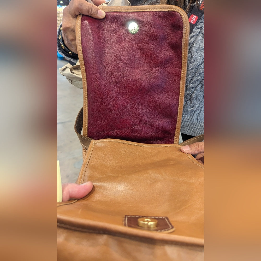 Luxury Italian Tooled Leather & Brazilian Cowhide Leather Crossbody Bag