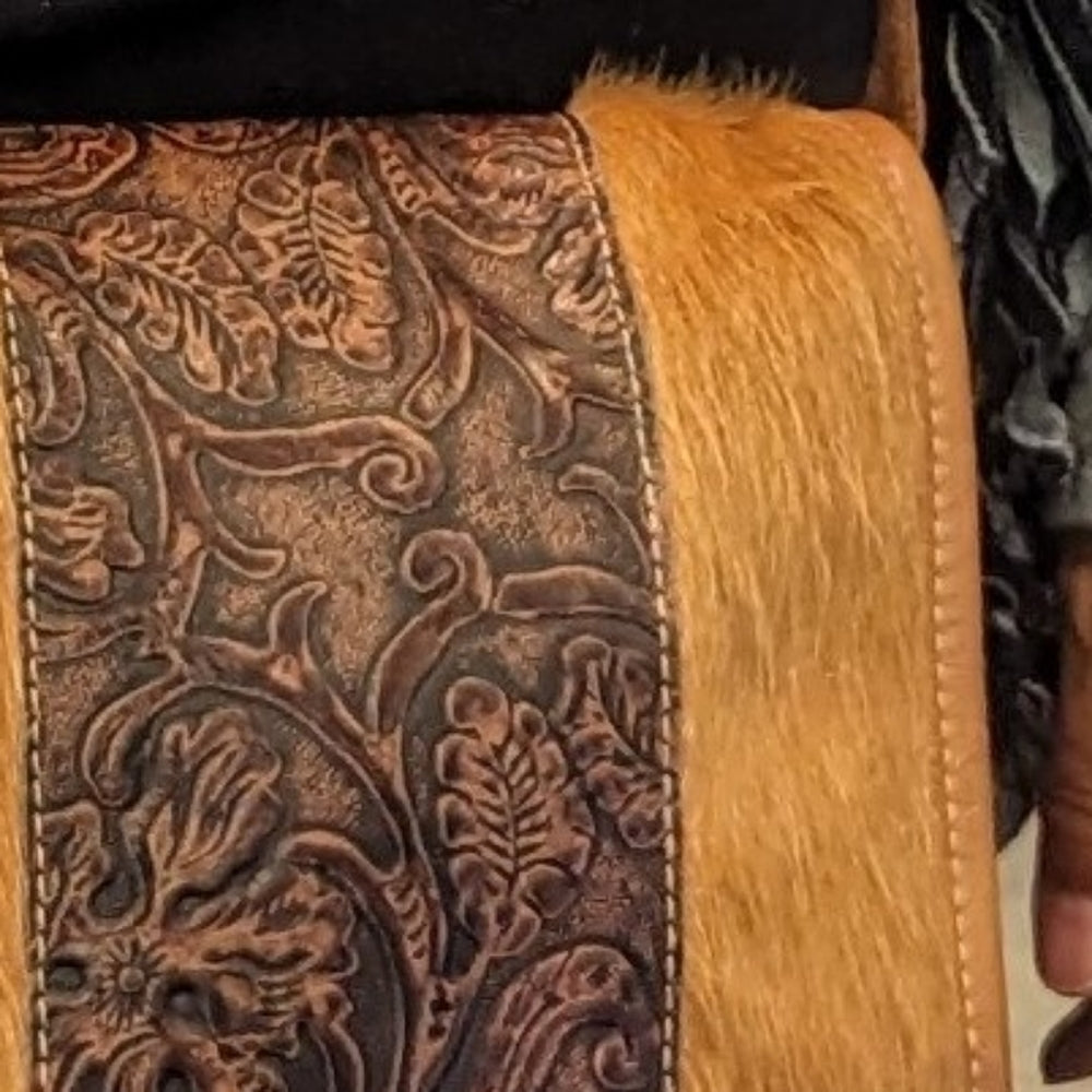 Luxury Italian Tooled Leather & Brazilian Cowhide Leather Crossbody Bag