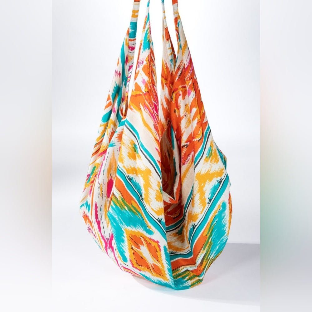 Boho Chic Beach Yoga Hobo Shoulder Bag - Multi Colored Abstract Ethnic Print