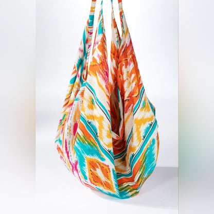 Boho Chic Beach Yoga Hobo Shoulder Bag - Multi Colored Abstract Ethnic Print