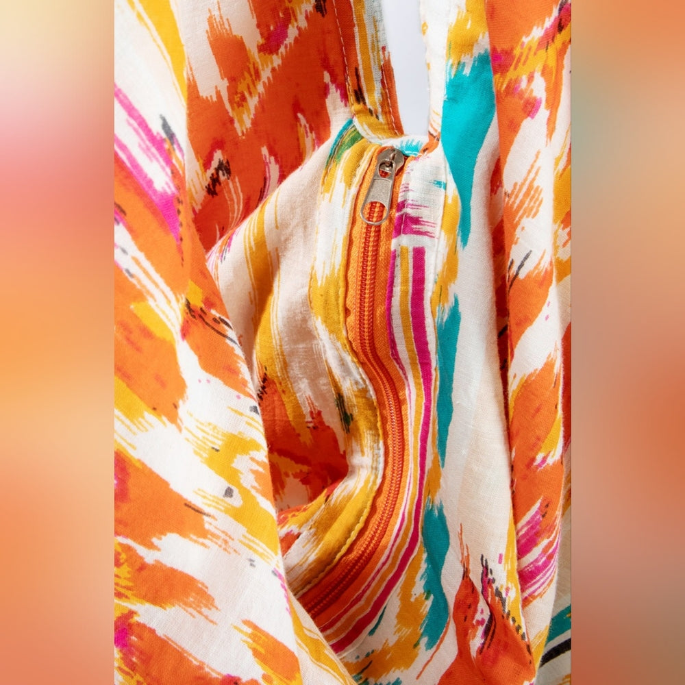 Boho Chic Beach Yoga Hobo Shoulder Bag - Multi Colored Abstract Ethnic Print