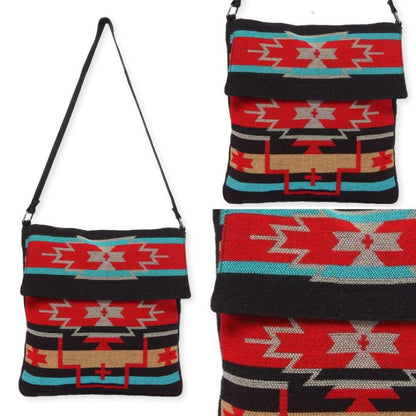 Flap Top Shoulder Bag - Southwest Style - Ethnic Inspired Design - Lightweight
