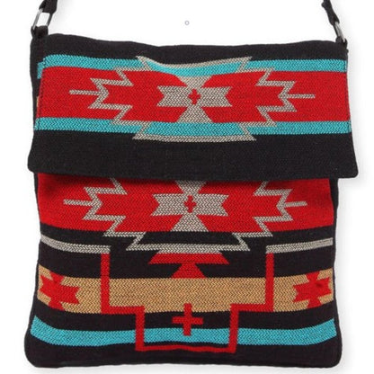 Flap Top Shoulder Bag - Southwest Style - Ethnic Inspired Design - Lightweight