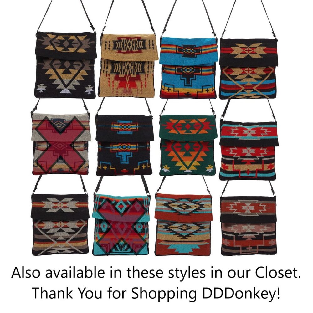 Flap Top Shoulder Bag - Southwest Style - Ethnic Inspired Design - Lightweight