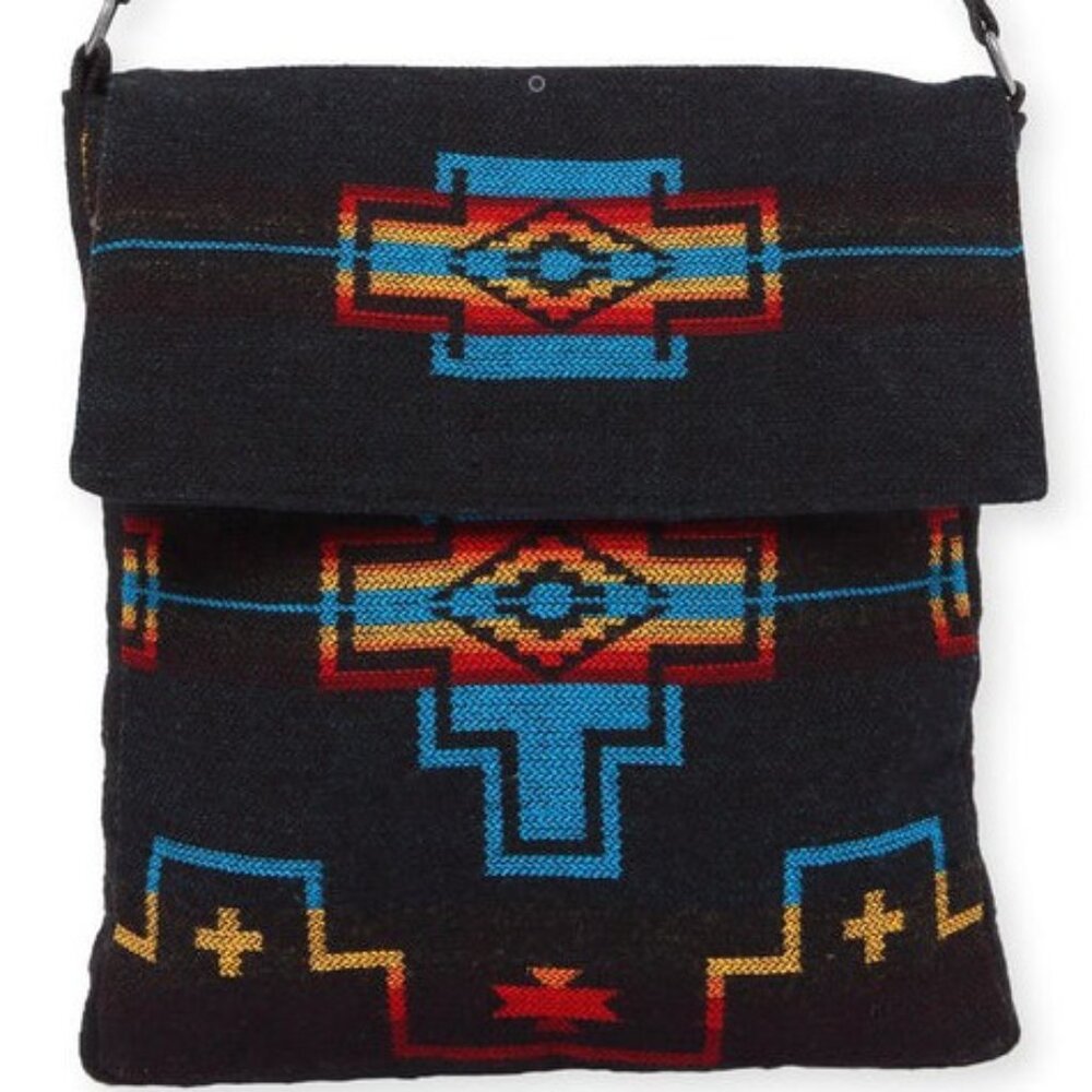 Flap Top Shoulder Bag - Southwest Style - Ethnic Inspired Design - Lightweight