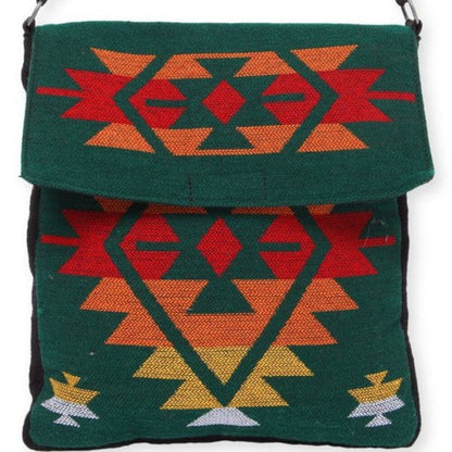 Flap Top Shoulder Bag - Southwest Style - Ethnic Inspired Design - Lightweight