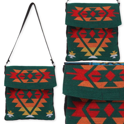 Flap Top Shoulder Bag - Southwest Style - Ethnic Inspired Design - Lightweight