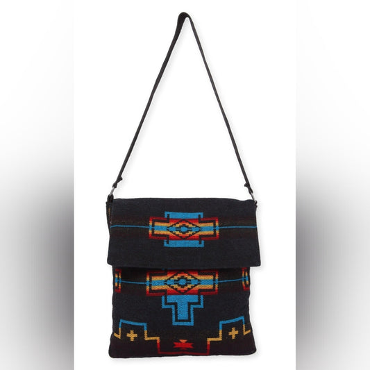 Flap Top Shoulder Bag - Southwest Style - Ethnic Inspired Design - Lightweight