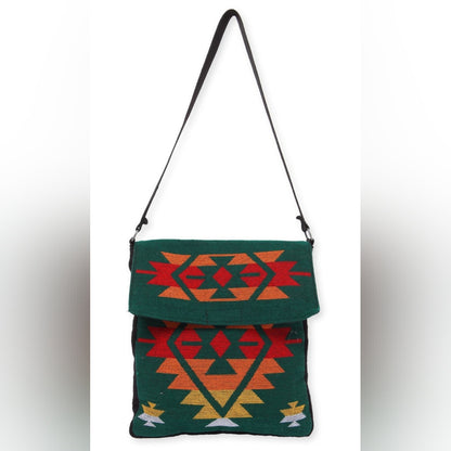 Flap Top Shoulder Bag - Southwest Style - Ethnic Inspired Design - Lightweight
