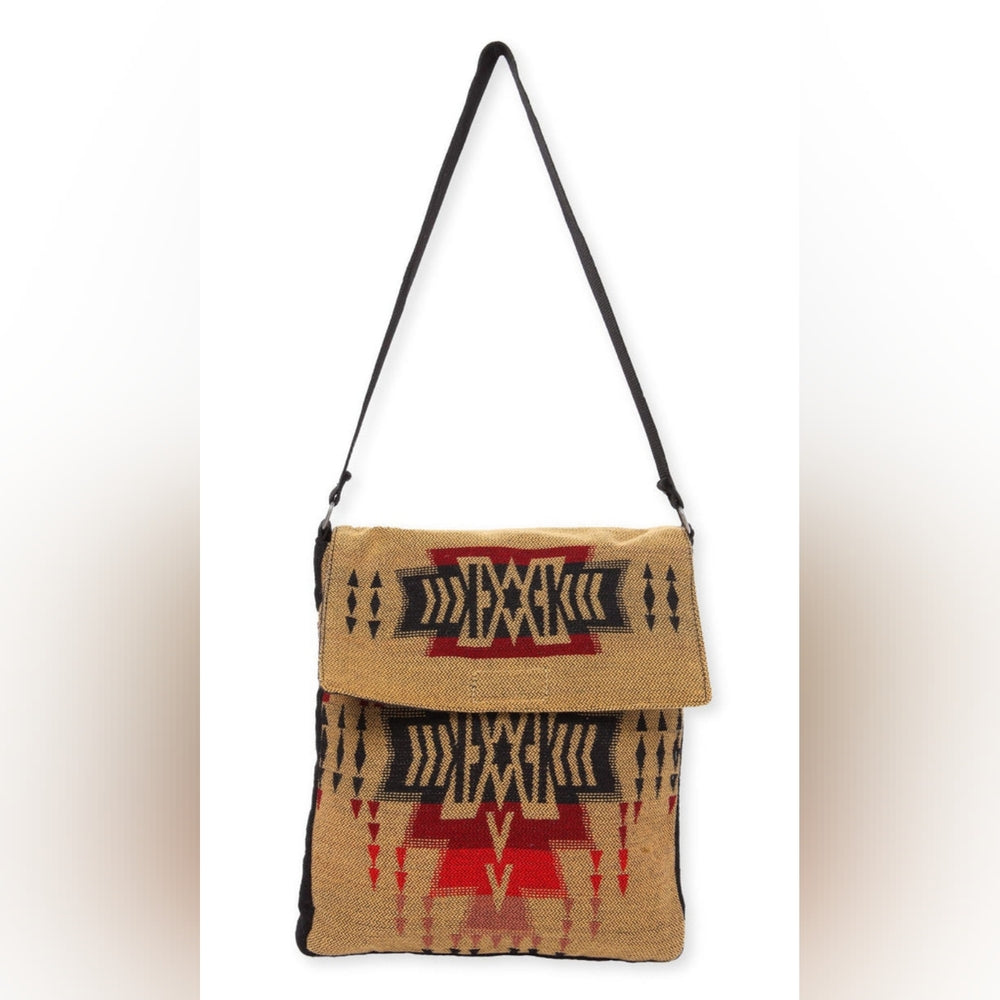 Flap Top Shoulder Bag - Southwest Style - Ethnic Inspired Design - Lightweight
