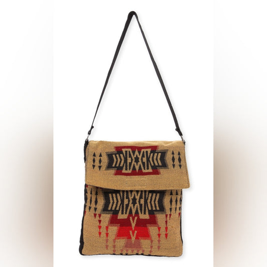 Flap Top Shoulder Bag - Southwest Style - Ethnic Inspired Design - Lightweight