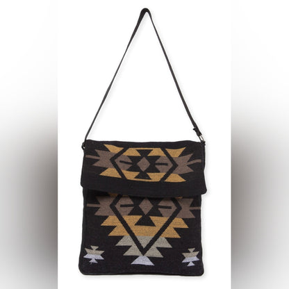 Flap Top Shoulder Bag - Southwest Style - Ethnic Inspired Design - Lightweight