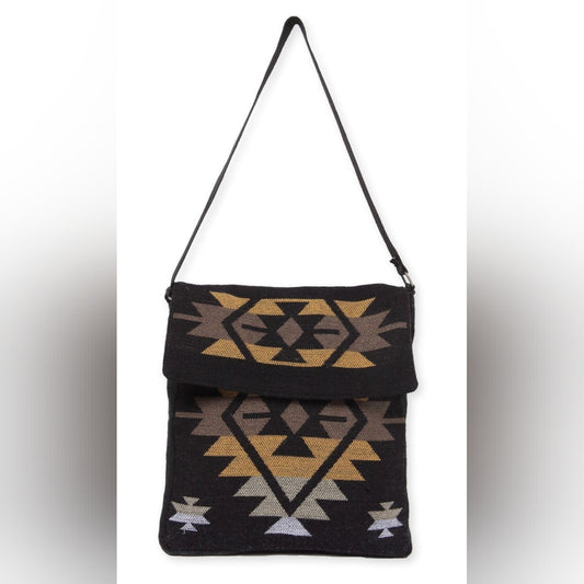 Flap Top Shoulder Bag - Southwest Style - Ethnic Inspired Design - Lightweight