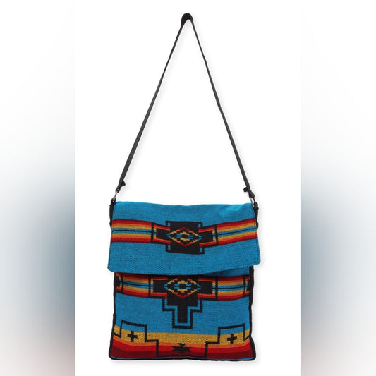 Flap Top Shoulder Bag - Southwest Style - Ethnic Inspired Design - Lightweight