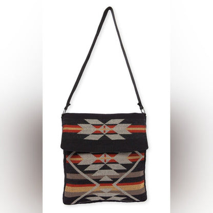 Flap Top Shoulder Bag - Southwest Style - Ethnic Inspired Design - Lightweight