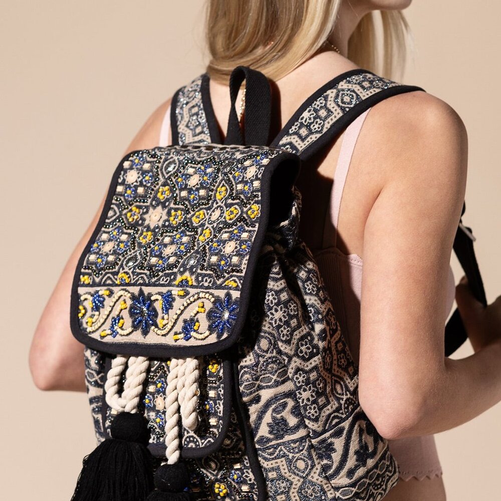 Handmade Backpack w/ a Unique Ethnic Bohemian Look - Fully Fine Cotton
