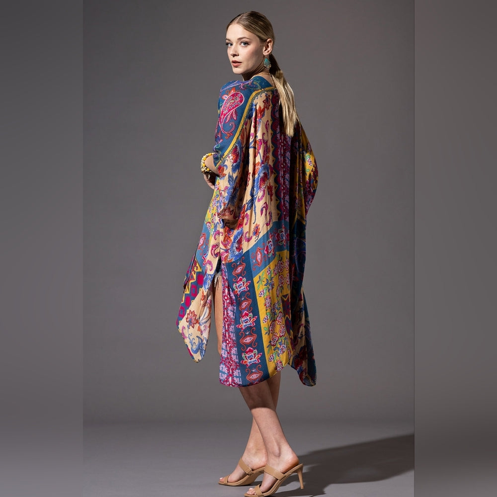 Colorful Floral Paisley & Geometric Print Kimono - Soft & Silky - Lightweight
