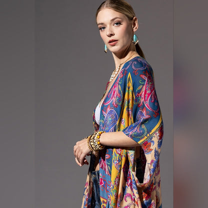 Colorful Floral Paisley & Geometric Print Kimono - Soft & Silky - Lightweight
