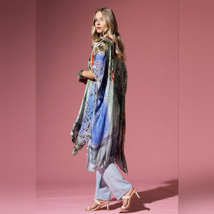 Floral Print Lightweight Kimono - Watercolor Effect Background - Soft & Silky