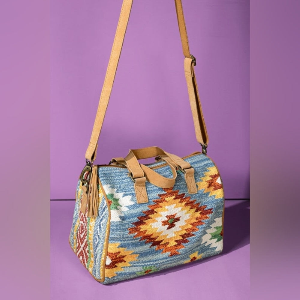 Handmade Boho Chic Satchel / Boston Bag - Navajo Aztec Inspired Design